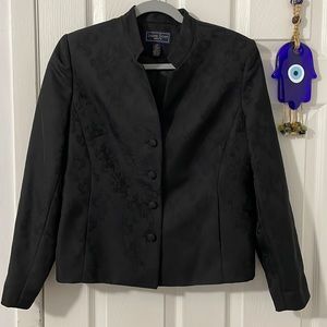 Laura Scott Petite Blazer Black Floral Design with 2 Functional Pockets 🖤